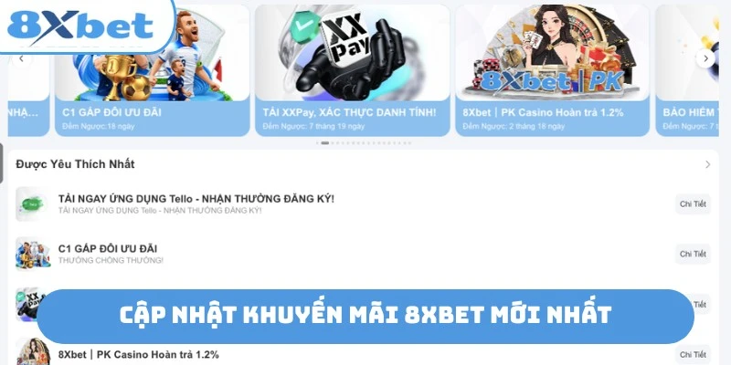 Cập nhật khuyến mãi 8xbet mới nhất